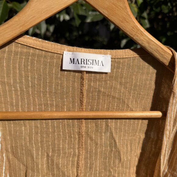 Marisima Mustard Stripe Kimono Jacket with Star Embroidery – One Size - Picture 2 of 4